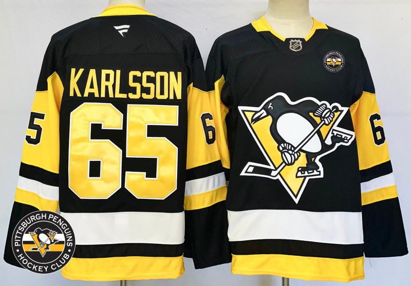 Men Pittsburgh Penguins #65 Karlsson Black Fanatics 2025 NHL Jersey style 2->pittsburgh penguins->NHL Jersey